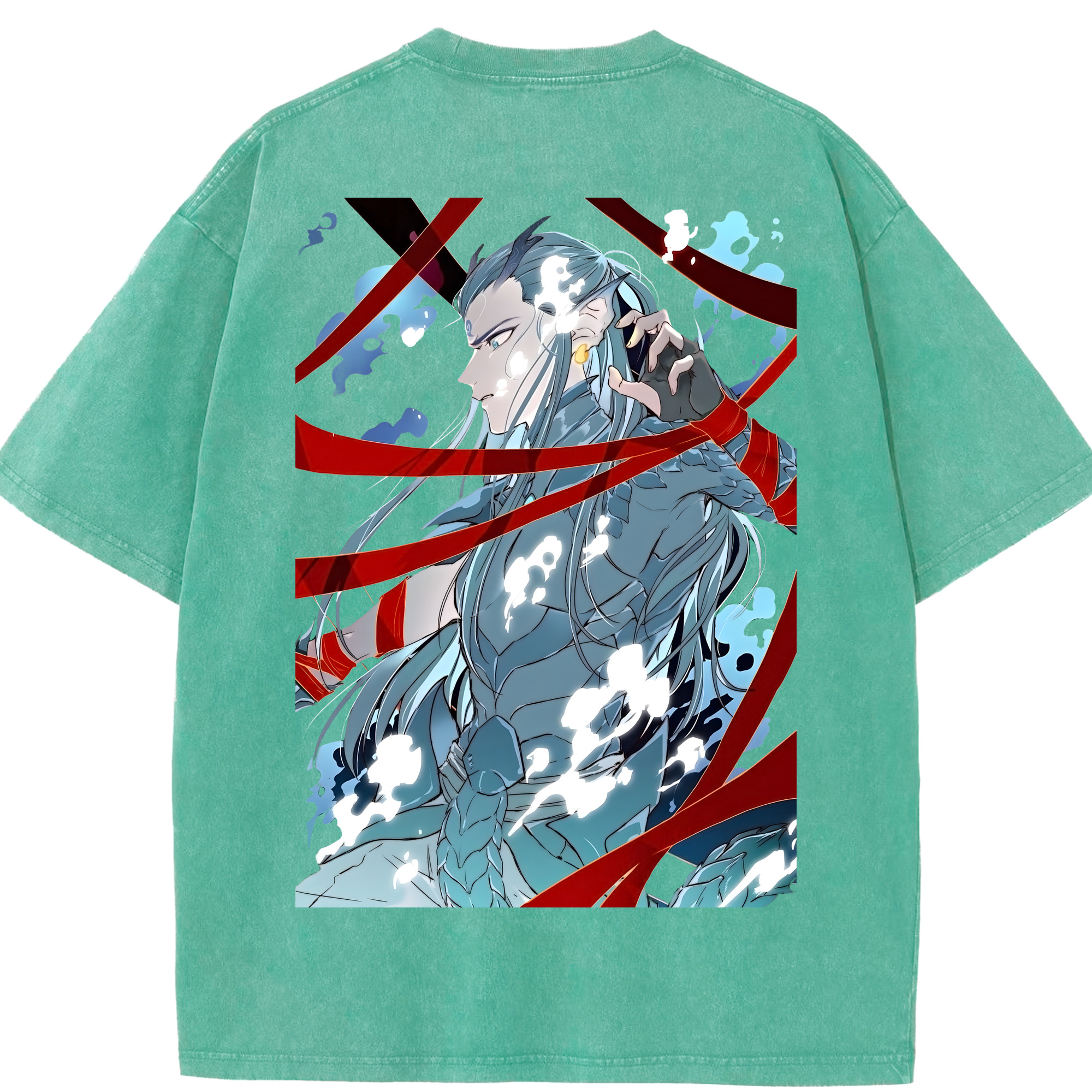 （画像用） Ne Zha 2 ナタ 魔童の大暴れ 綿100% ヴィンテージ風 半袖Tシャツ（背面プリント）